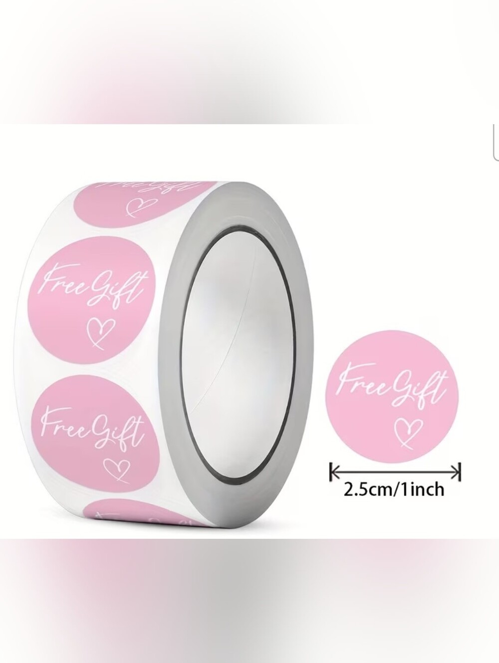 Pink "Free Gift" Round Sticker Roll Qty 500